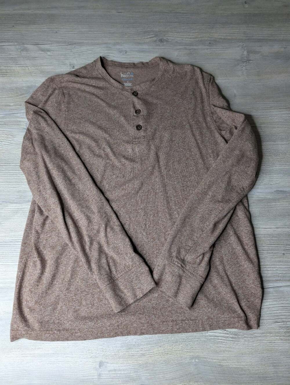 Croft & Barrow Men's Heathered Tan Long-Sleeve Henley Shirt